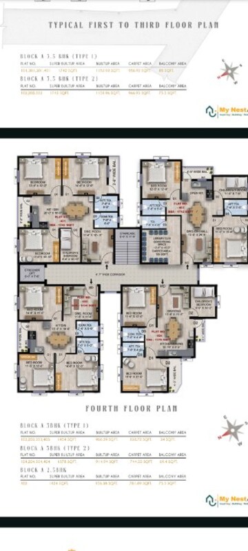 Floor Plan in 3 BHK Apartment at Madanpur – for Sale