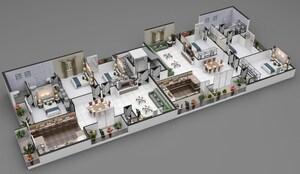 Floor Plan in 3 BHK Apartment at Banjara Hills – for Sale