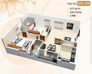 Floor Plan in 2 BHK Apartment at Bairagi Patteda – for Sale