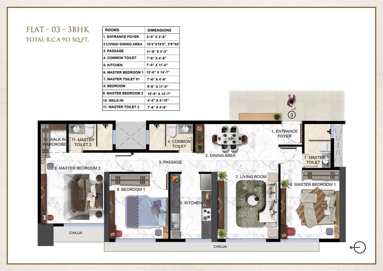 Floor Plan, ravi-the-gateway 3 Bedroom 913 Sq.Ft. Apartment In Kandivali West Mumbai 9442424