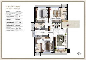 Floor Plan in 3 BHK Apartment at Ravi The Gateway, Kandivali West – for Sale