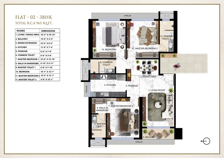 Floor Plan, ravi-the-gateway 3 Bedroom 963 Sq.Ft. Apartment In Kandivali West Mumbai 9442470