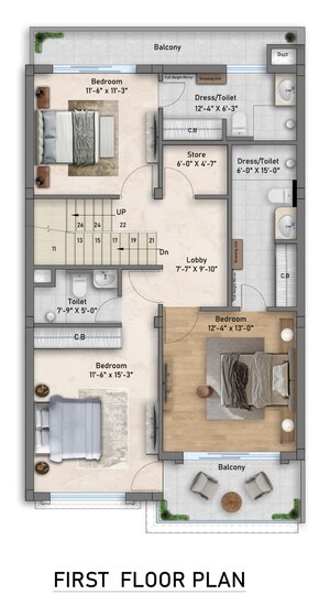 Floor Plan in 4 BHK Villa at High Ground – for Sale