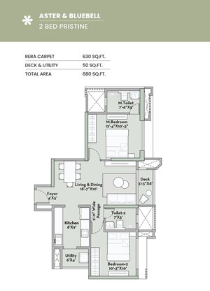 Floor Plan in 1 BHK Apartment at Prestige Garden Trails, Mira Road – for Sale
