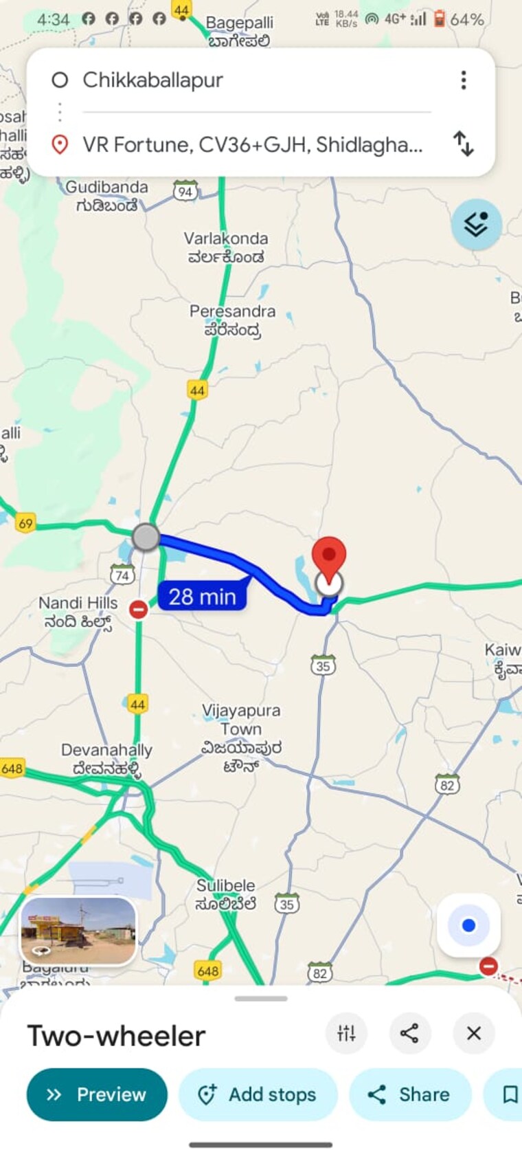 Map Location, chikkaballapur  1200 Sq.Ft. Plot In Chikkaballapur Bangalore 9450687