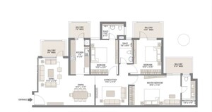 Floor Plan in 3 BHK Apartment at Emaar Palm Gardens, Sector 83 – for Rent
