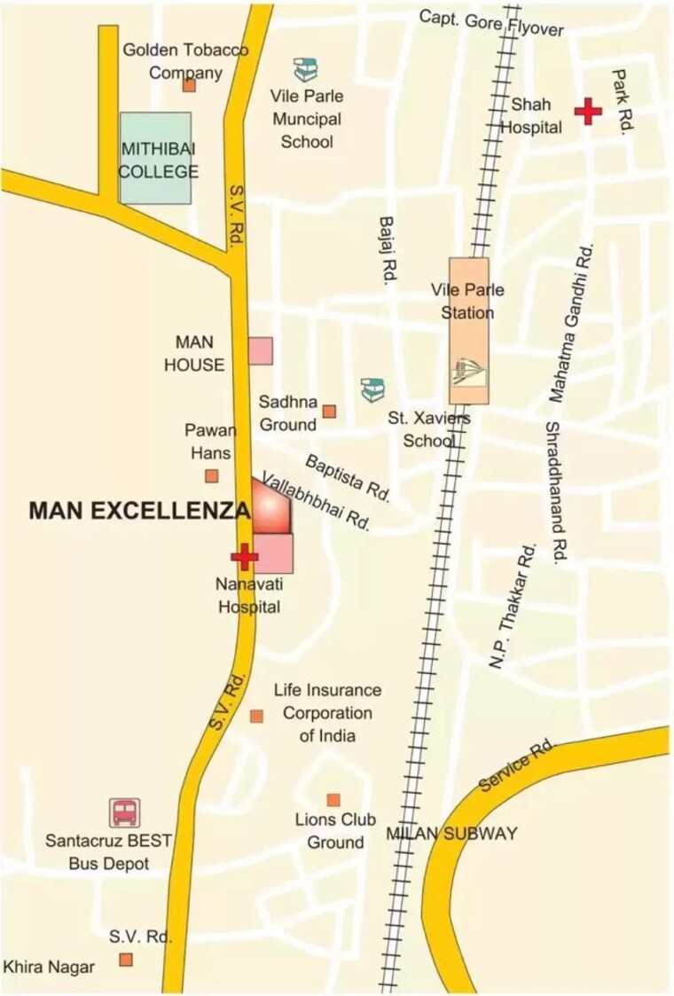 Map Location, man-excellenza Commercial Office Space 1000 Sq.Ft. In Vile Parle West Mumbai 9455481