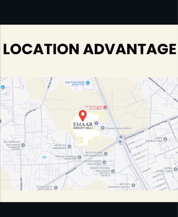 Map Location, emaar-serenity-hills 3 Bedroom 2218 Sq.Ft. Apartment In Sector 86 Gurgaon 9455782
