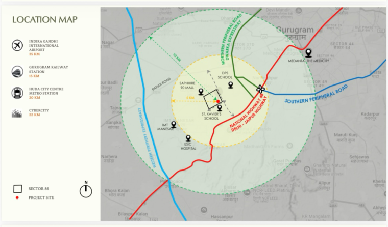 Map Location, emaar-serenity-hills 3 Bedroom 2218 Sq.Ft. Apartment In Sector 86 Gurgaon 9455782