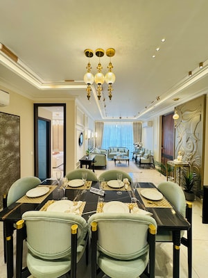Dining area in 3 BHK Apartment at Aditya Palm Court, Vip Road – for Rent