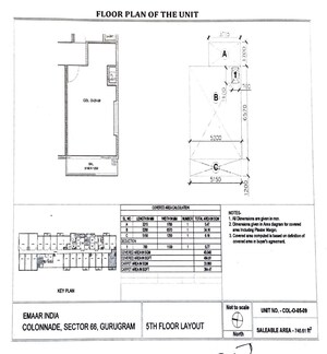 Floor Plan in  Office Space at Emaar MGF Colonnade, Sector 66 – for Rent