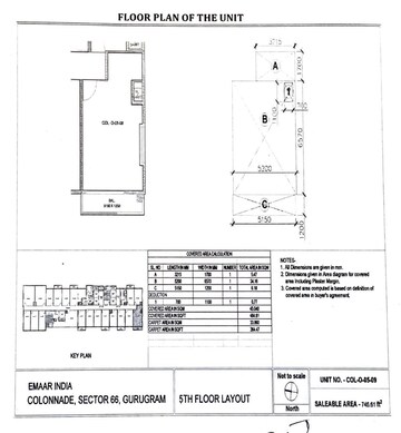 Floor Plan in  Office Space at Emaar MGF Colonnade, Sector 66 – for Rent