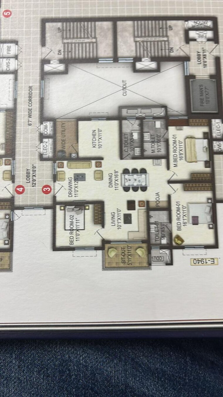 Floor Plan, lansum-el-dorado 3 Bedroom 1940 Sq.Ft. Apartment In Narsingi Hyderabad 9461185
