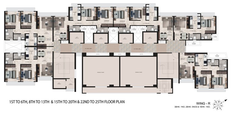 Floor Plan, gurukrupa-marina-enclave 3 Bedroom 818 Sq.Ft. Apartment In Malad West Mumbai 9461715