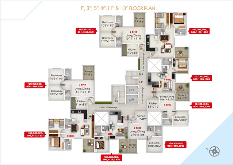 Floor Plan, redshift-bloomville 2 Bedroom 960 Sq.Ft. Apartment In Hinjewadi Pune 9461881