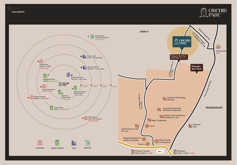 Map Location, nr-green-woods Studio 500 Sq.Ft. Apartment In Thanisandra Bangalore 9461976
