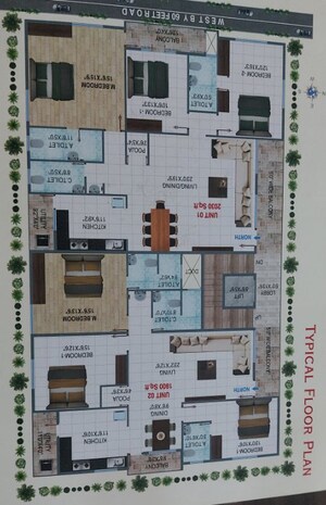 Floor Plan in 3 BHK Apartment at Annapurneshwari Nagar – for Sale