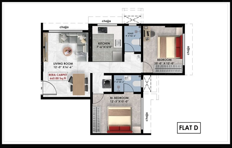 Floor Plan, chunabhatti 2 Bedroom 700 Sq.Ft. Apartment In Chunabhatti Mumbai 9462918