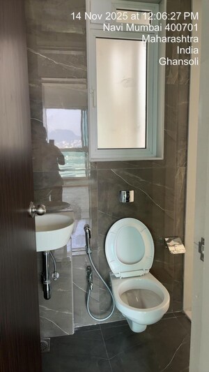 Bathroom in 1 BHK Apartment at Aurum Q Residences, Ghansoli – for Rent