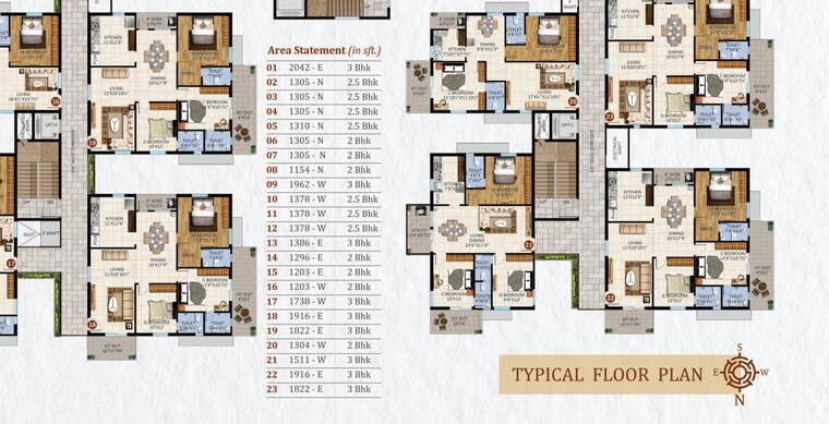 Floor Plan, patighanpur 3 Bedroom 1916 Sq.Ft. Apartment In Patighanpur Hyderabad 9464874