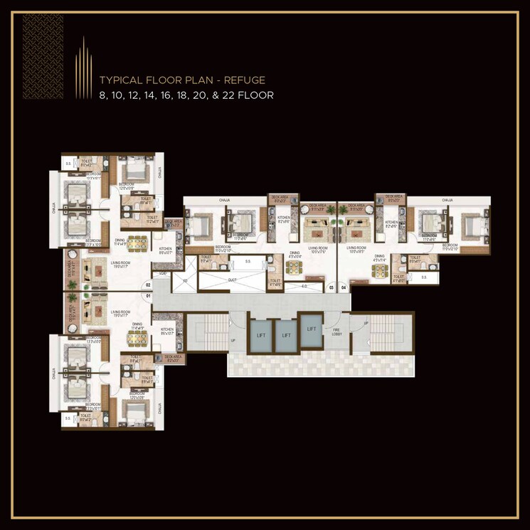Floor Plan, elite-vivanta 3 Bedroom 1025 Sq.Ft. Apartment In Kharghar Sector 15 Navi Mumbai 9465210