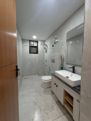 Bathroom in 3 BHK Builder Floor at Chattarpur – for Rent