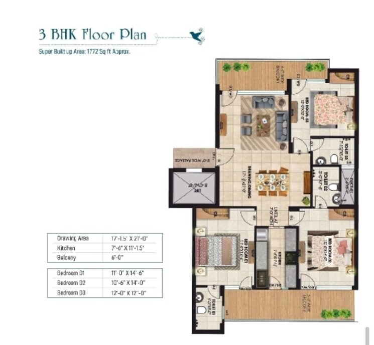 Floor Plan, sector 20 4 Bedroom 2281 Sq.Ft. Apartment In Sector 20 Panchkula 9468405
