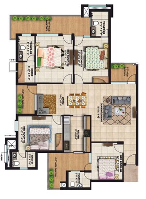 Floor Plan in 4 BHK Apartment at Sector 20 – for Sale