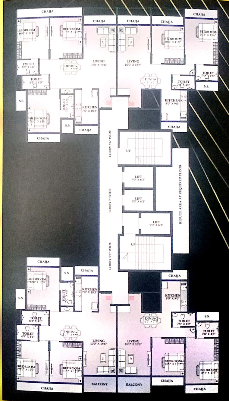 Floor Plan, gurukrupa-aramus-rudra 2 Bedroom 1360 Sq.Ft. Apartment In Kharghar Sector 18 Navi Mumbai 9468567