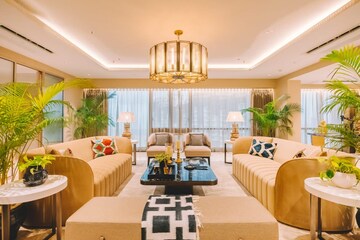 Living Room in 4 BHK Apartment at Lodha Trump Tower, Worli – for Sale