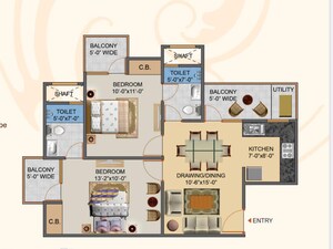 Floor Plan in 2 BHK Apartment at Sector 1 Greater Noida – for Sale