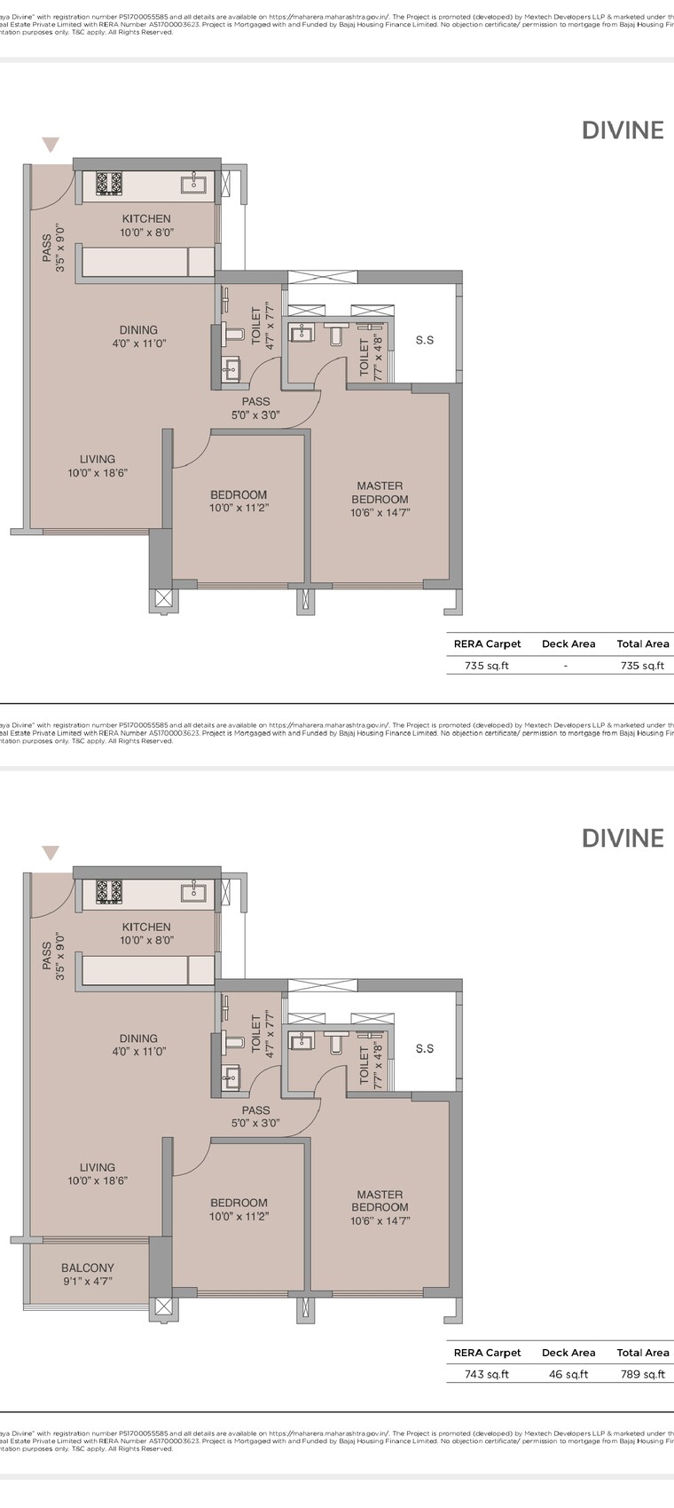 Floor Plan, mextech-miraya-divine 3 Bedroom 988 Sq.Ft. Builder Floor In Kapur Bawdi Thane 9472927