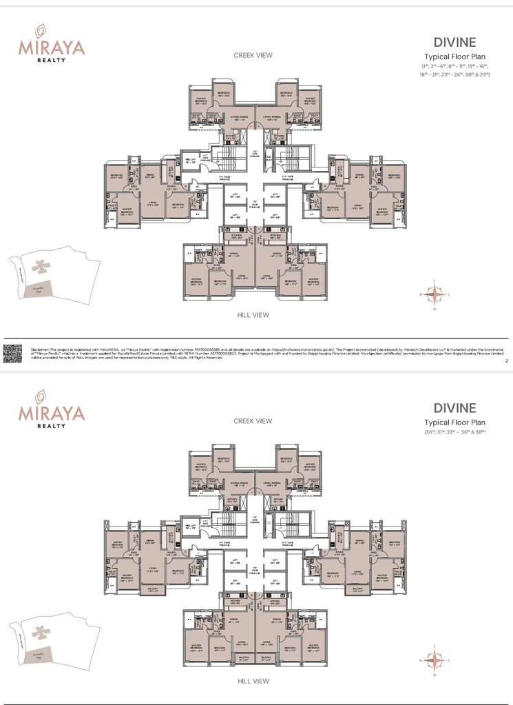 Floor Plan, mextech-miraya-divine 3 Bedroom 988 Sq.Ft. Builder Floor In Kapur Bawdi Thane 9472927