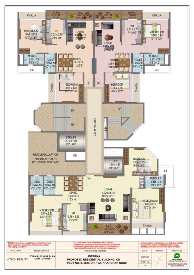 Floor Plan, hitech-dwarka 2 Bedroom 609 Sq.Ft. Apartment In Kharghar Sector 19 Navi Mumbai 9474399