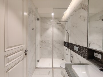 Bathroom in 3 BHK Apartment at Bhartiya Leela Residences, Thanisandra Main Road – for Rent