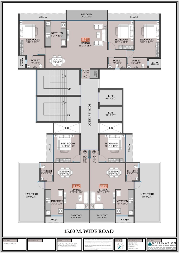 Floor Plan, hitech-dwarka 3 Bedroom 1008 Sq.Ft. Apartment In Kharghar Sector 19 Navi Mumbai 9474464