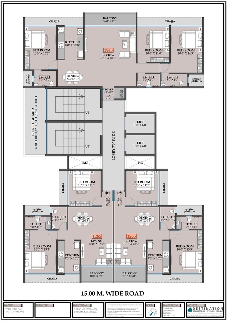 Floor Plan, hitech-dwarka 3 Bedroom 1018 Sq.Ft. Apartment In Kharghar Sector 19 Navi Mumbai 9474494