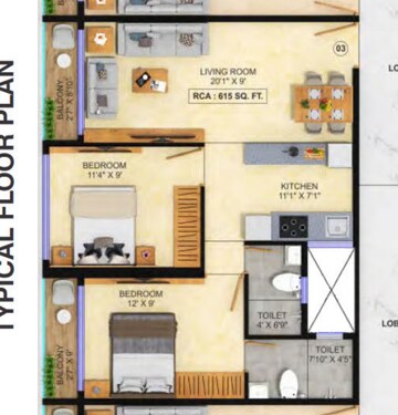 Floor Plan in 2 BHK Apartment at Bhoomi Sagar Manthan, Kandivali West – for Sale