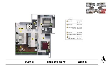 Floor Plan in 2 BHK Apartment at Swaroop Grandeur, Andheri West – for Sale