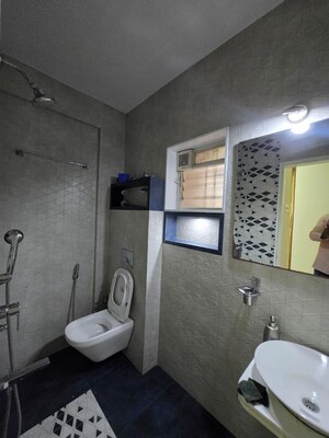 Bathroom in 2 BHK Apartment at Amit Ved Vihar Phase 2, Kothrud – for Rent