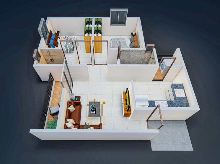 Floor Plan, k-saraf-urban-element 2 Bedroom 620 Sq.Ft. Apartment In Talegaon Dabhade Pune 9479457