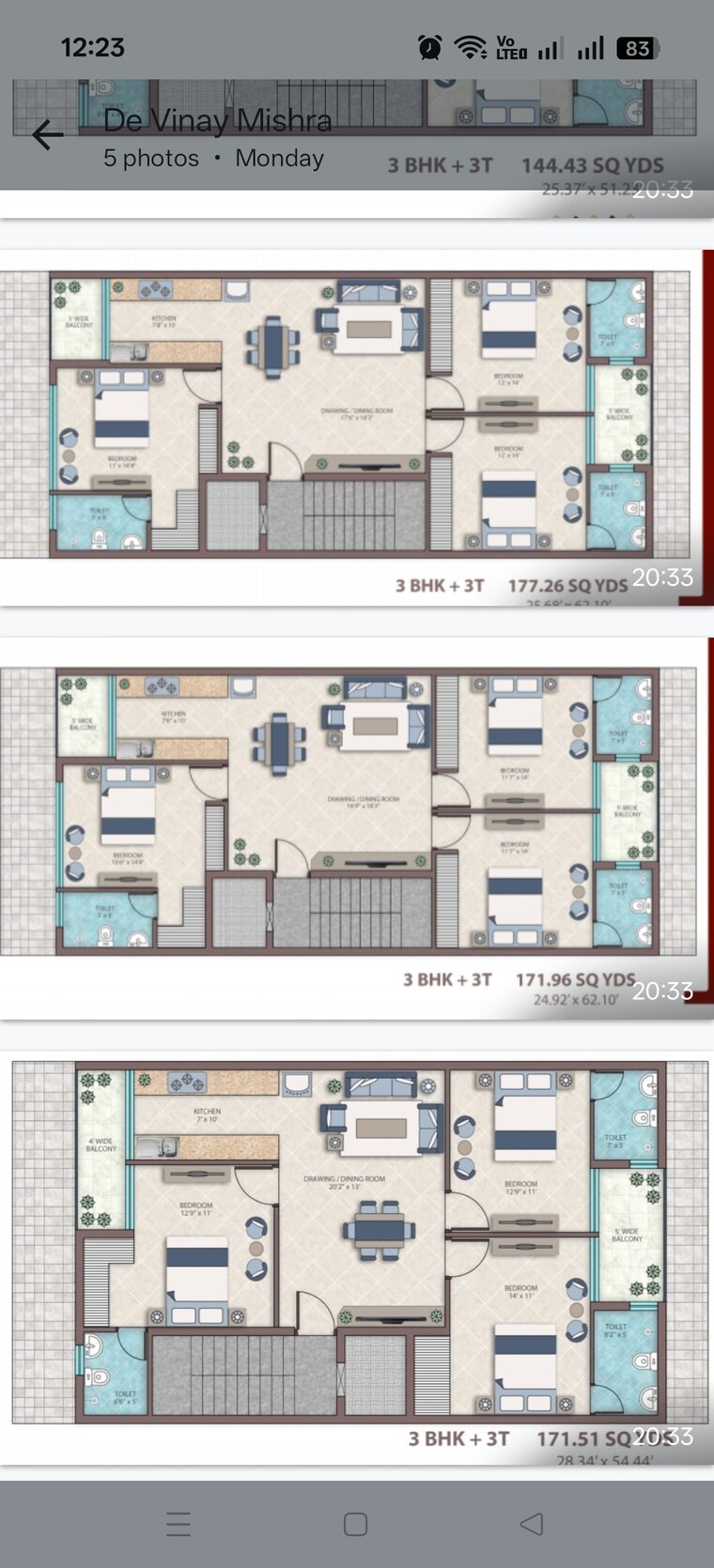 Floor Plan, sector 97 3 Bedroom 1593 Sq.Ft. Builder Floor In Sector 97 Faridabad 9480956