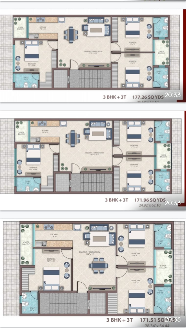 Floor Plan, sector 97 3 Bedroom 1593 Sq.Ft. Builder Floor In Sector 97 Faridabad 9480956