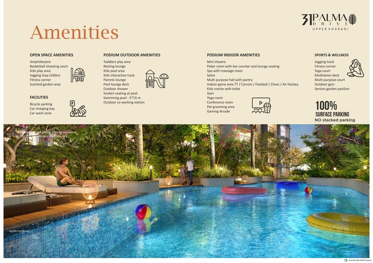 Swimming Pool, bhandari-31-palma-drive 3 Bedroom 1090 Sq.Ft. Apartment In Wagholi Pune 9482377