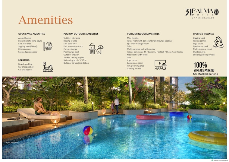 Swimming Pool, bhandari-31-palma-drive 3 Bedroom 1090 Sq.Ft. Apartment In Wagholi Pune 9482377