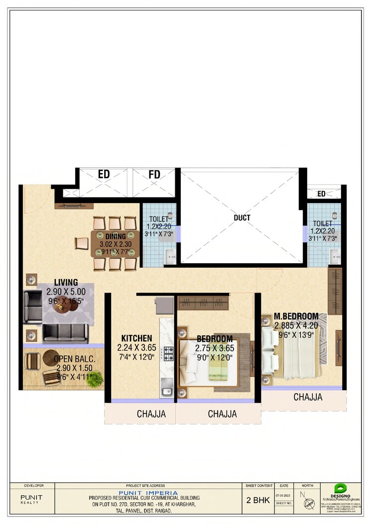 Floor Plan, punit-imperia 3 Bedroom 1193 Sq.Ft. Apartment In Kharghar Sector 19 Navi Mumbai 9485014