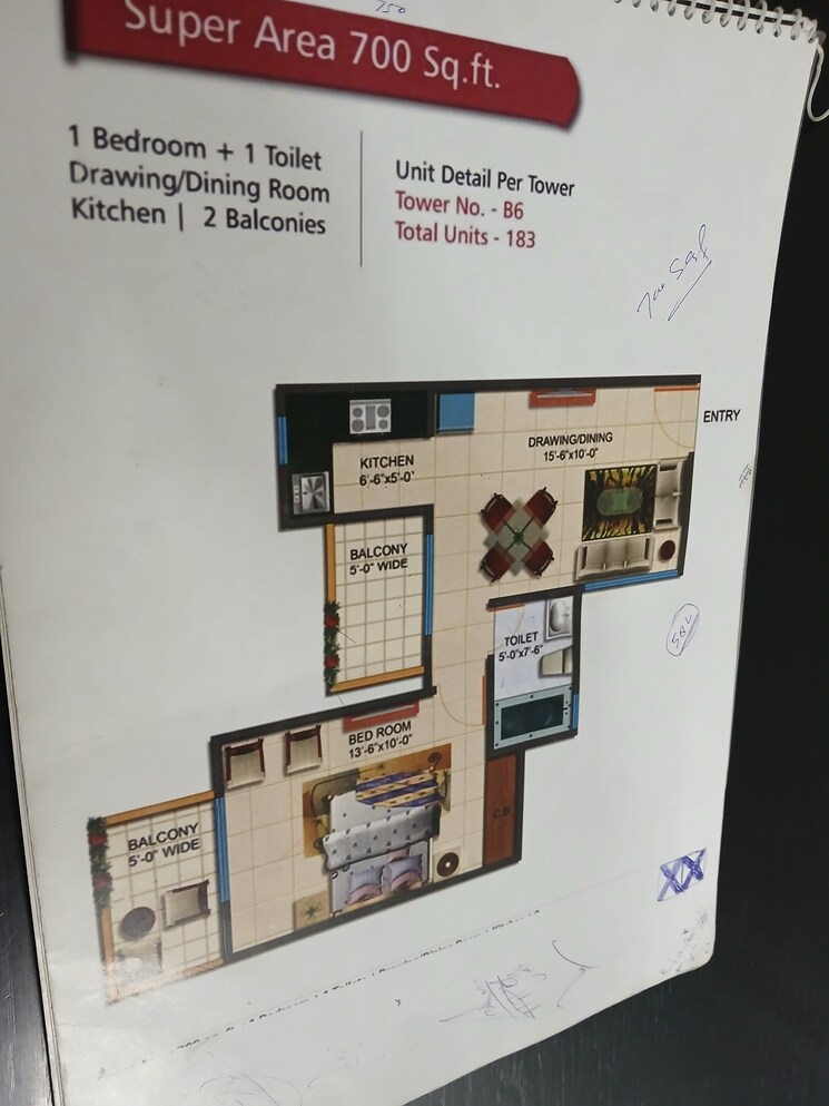 Floor Plan, rudra-palace-heights 2 Bedroom 596 Sq.Ft. Apartment In Sector 1 Greater Noida Greater Noida 9486321