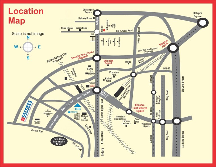 Map Location, super corridor  800 Sq.Ft. Plot In Super Corridor Indore 9486522
