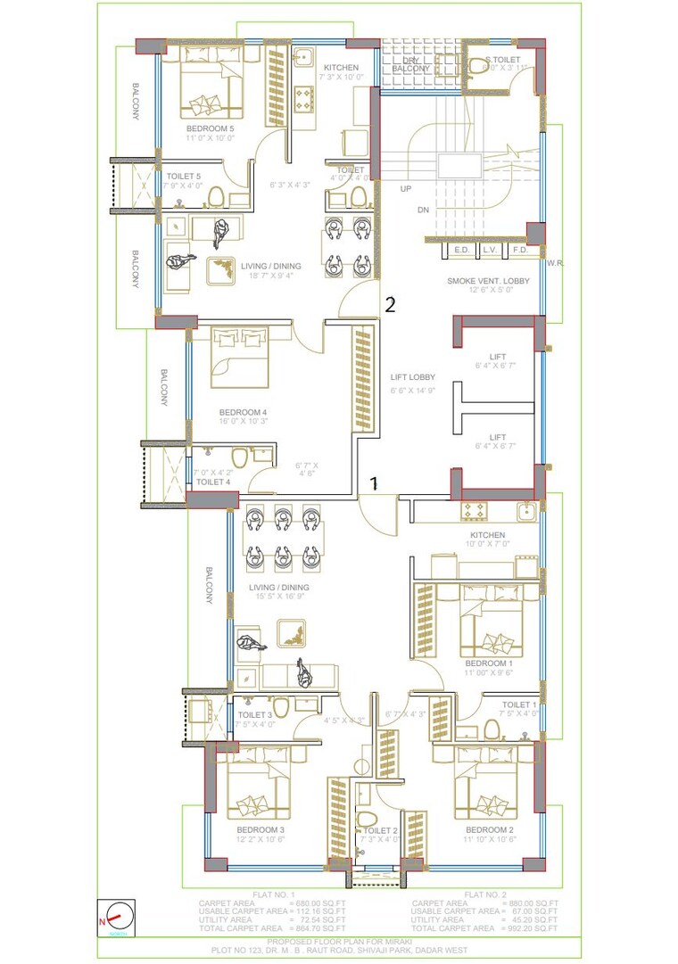 Floor Plan, amrut-meraki 3 Bedroom 680 Sq.Ft. Apartment In Shivaji Park Mumbai 9489082