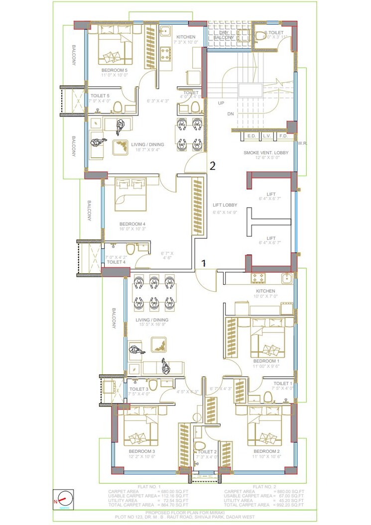 Floor Plan, amrut-meraki 3 Bedroom 680 Sq.Ft. Apartment In Shivaji Park Mumbai 9489082
